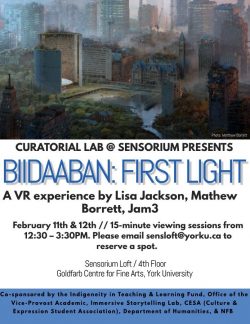 Poster image for Biidaaban: First Light by Lisa Jackson interactive VR experience.